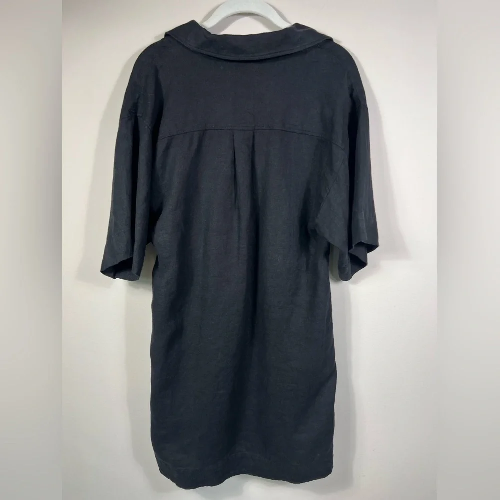 COS OPEN-COLLAR LINEN SHIRT DRESS, black, size 2 - Picture 2 of 5